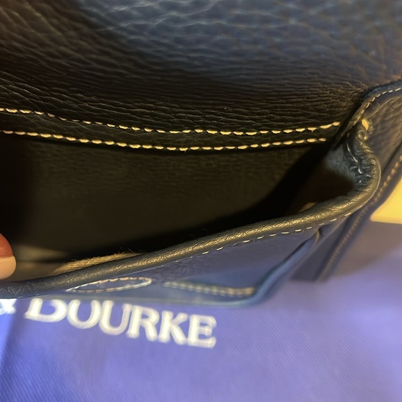 Dooney & Bourke Vtg Classic Navy Pebbled Leather Bag, Pouch, Dusty, Crossbody - Picture 11 of 17